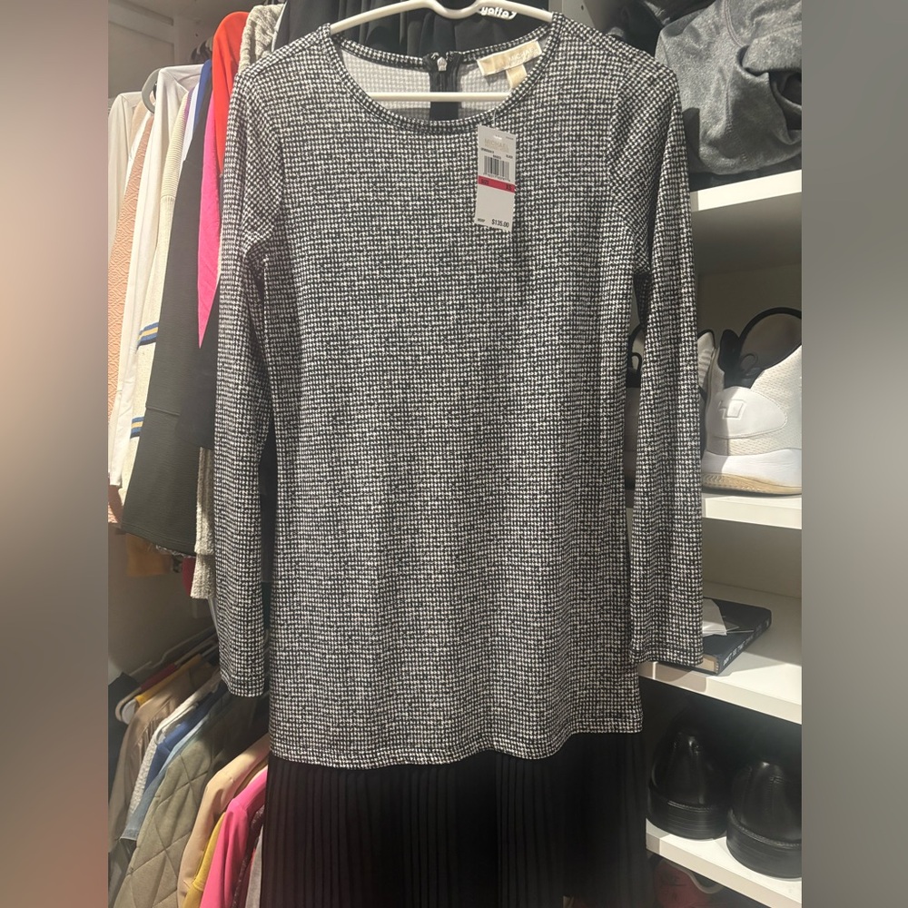 Michael Kors Black and White Houndstooth Dress